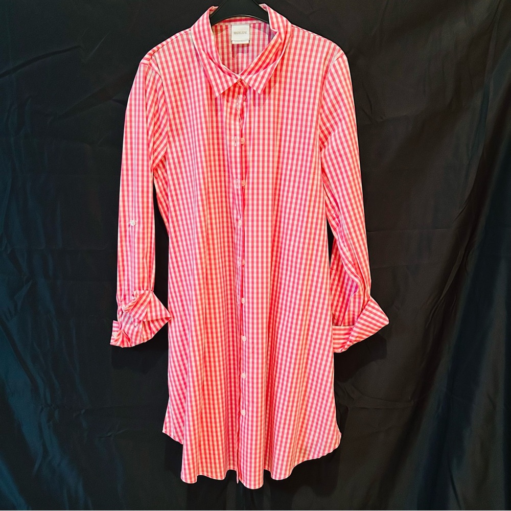 C - Madeline Red and White Gingham Shirt Dress